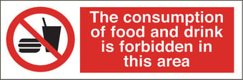 picture of Food and Drink Forbidden Area Sign LARGE - 600 X 200Hmm - Rigid Plastic - [AS-PR110-RP]