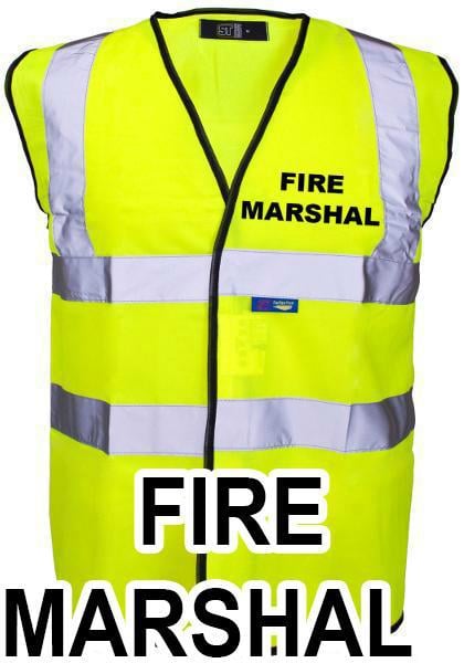 picture of Value Fire Marshal Printed Front and Back in Black - Yellow Hi Visibility Vest - ST-35241-FM2