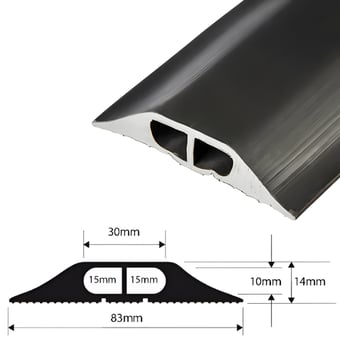 picture of Vulcascot Superior Office Floor Cable Protector - Two 15 x 10 mm Channels - Black - Price per Meter - [VS-BNC1]