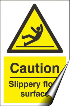 picture of Caution Slippery Floor Surface Sign - 200 x 300Hmm - Self Adhesive Vinyl - [AS-WA39-SAV]