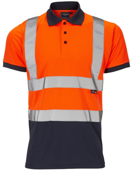 picture of Supertouch Hi-Vis 2 Tone Bird Eye Polo Shirt Orange/Navy - ST-SHV-30S891 - (NICE)