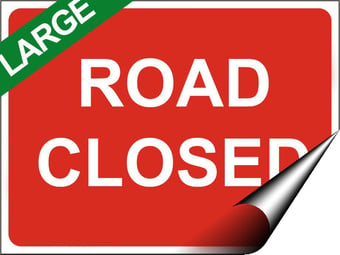 picture of Temporary Traffic Signs - Road Closed LARGE - 600 x 450Hmm - Self Adhesive Vinyl - [IH-ZT3L-SAV]