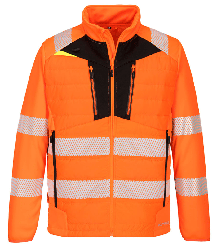 picture of Portwest DX4 Hi-Vis Hybrid Baffle Jacket Orange/Black - PW-DX473OBR