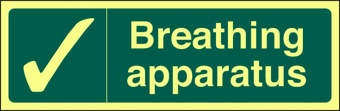 Picture of Photoluminescent Breathing Apparatus Sign - 300 x 100Hmm - Self Adhesive Rigid Plastic - [AS-PH241-SARP]