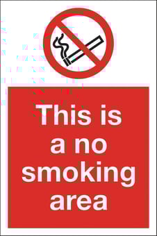 picture of No Smoking Area Sign LARGE - 400 x 600Hmm - Rigid Plastic - [AS-PR16-RP]