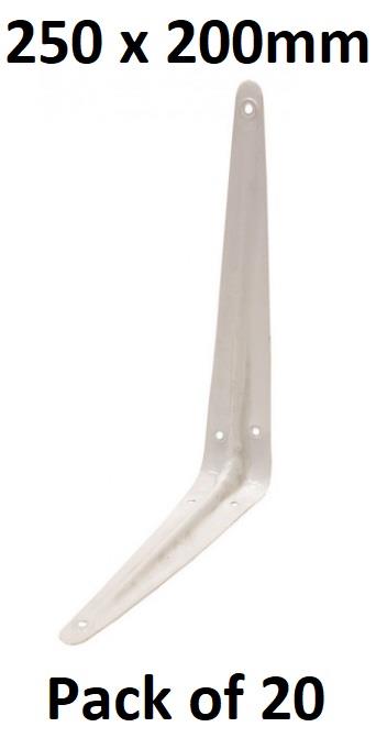 picture of White London Type Shelf Bracket - 250 x 200mm (10"x8") - Pack of 20 - [CI-CJ112L]