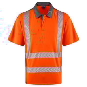 picture of Leo Trimstone EcoViz Coolmax High Performance Polo Shirt - HV Orange - LE-P12-O