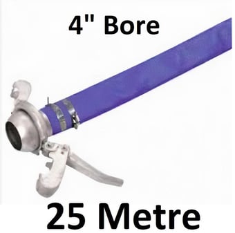 picture of 25 Metre 4" Bore - Blue PVC Layflat Hose Assemblies - 17kg - [HP-LFA4-25M]