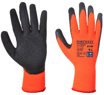 picture of Portwest A140 Thermal Grip Glove Latex Orange/Black - PW-A140ORB