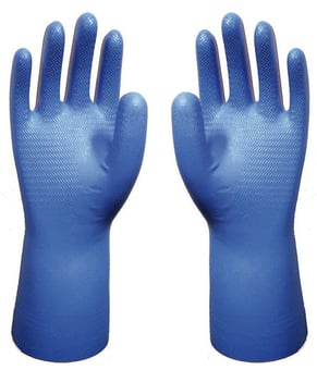 picture of Showa Unsupported Nitrile Chemical Resistant & Food Safe Blue Gloves - Pair - GL-SHO707D