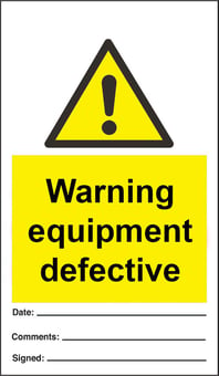 Picture of Tye Tags - Warning Equipment Defective - 80 X 150Hmm (Pack of Ten) - Rigid Plastic - [AS-WA211-RP]