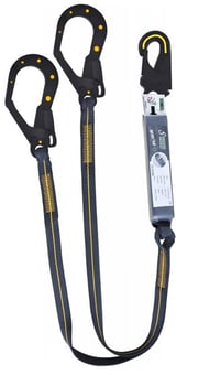 picture of Kratos Forked Dielectric Energy Absorbing Webbing Lanyard - Snap Hook and 2 Rebar Hooks - 1.5mtr - [KR-FA3040515]