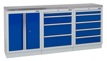 picture of BiGDUG 2041mm Wide Workbench - 4 Drawer Cabinet - 5 Drawer Cabinet - Stainless Worktop - [BDU-TGC134GBS] - (LP)
