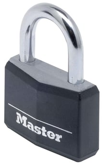 Picture of Masterlock Tough Shackle Padlock - 21mm Shackle - 40mm Aluminium Black Vinyl Covered Body - [MA-9140EURDBLK]