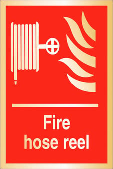 picture of Prestige Fire Hose Reel Sign - Gold Effect - 100 x 150Hmm - 1.5mm Aluminium - [AS-GOLD3-ALU]