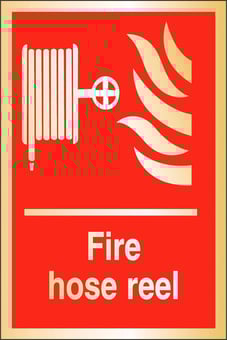 Picture of Prestige Fire Hose Reel Sign - Gold Effect - 100 x 150Hmm - 1.5mm Aluminium - [AS-GOLD3-ALU]