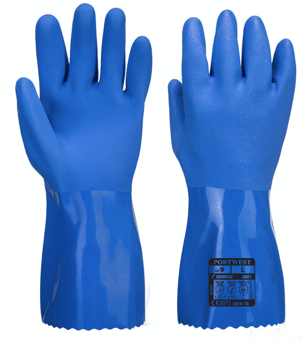 picture of Portwest A881 Marine Ultra PVC Blue Chem Gauntlet - Pair - [PW-A881BLU]