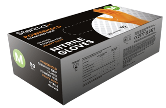picture of Sterimax PowerHold Nitrile Diamond Grip Powder-Free Gloves - Orange - Box of 50 Pairs - STM-INC-501872