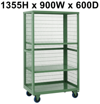 picture of QMP Boxwell Trolley Without Doors - Green - Steel - 1355H x 900W x 600D - [QM-XW139060MGXX] - (LP)