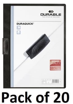 picture of Durable - Duraquick® 20 Clip Folder - A4 - Black - Pack of 20 - [DL-227001]