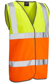 picture of Leo Workwear Yellow/Orange Hi-Vis Waistcoat - LE-W01-Y/O