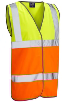 picture of Leo Workwear Yellow/Orange Hi-Vis Waistcoat - LE-W01-Y/O