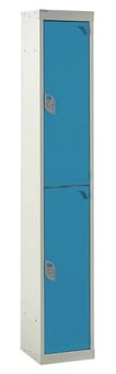 picture of QMP Standard Locker - 2 Compartment - Light Blue Doors - 1800H x 300W x 300D mm - [QM-LS1830302UXX]