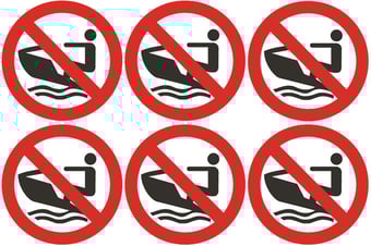 picture of Safety Labels - No Personal Craft Symbol (24 pack) 6 to Sheet - 75mm dia - Self Adhesive Vinyl - [IH-SL43-SAV]