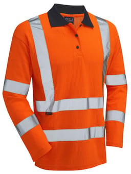 picture of Swimbridge - Orange Hi-Vis Comfort Sleeved Polo Shirt - LE-P05-O