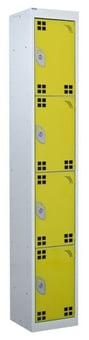 picture of QMP Tool Charging Locker - Perforated Door - Standard Plug - 4 Compartment - Yellow - 1800H x 450W x 450D mm - [QM-BL1845454YPX]