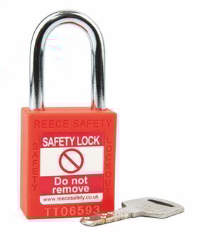 picture of Reece Nylon Body Safety Padlock - 38mm Steel Shackle - Keyed Alike - Orange - [RS-TT38ORJK] - (LP)