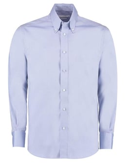 picture of Kustom Kit Men's Light Blue Tailored Fit Long Sleeve Premium Oxford Shirt - BT-KK188-LHBL