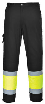 picture of Portwest L049 Hi-Vis Lightweight Contrast Service Trousers Yellow/Black - PW-L049YBR