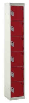 picture of QMP Tool Charging Locker - Solid Door - Standard Plug - 6 Compartment - Red - 1800H x 300W x 450D mm - [QM-BL1830456RSX]