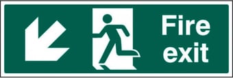 picture of Fire Exit Arrow Pointing South West Sign LARGE - 600 x 200Hmm - Rigid Plastic - [AS-SA14-RP]
