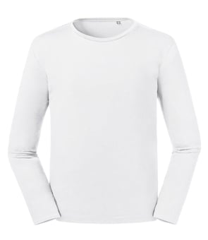 picture of Russell Men's Organic Long Sleeve Tee - White - BT-R100M -WHT