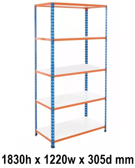 picture of BiGDUG BiG200 Shelving 5 Levels - Melamine Shelves - 1830h X 1220w X 305d mm - 140kg UDL - [BDU-B21812035BOM]