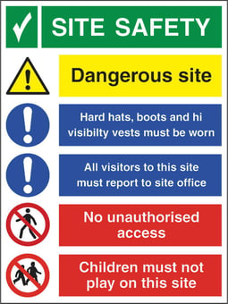 Picture of Site Safety / Dangerous / PPE / Report / Access / Children Sign - 600 X 800Hmm - Duralite GRP - [AS-TUF30-DG]