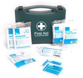 picture of HSE Approved - 1 Person First Aid Kit - In Hard Green Case - [CM-30FTK001G]