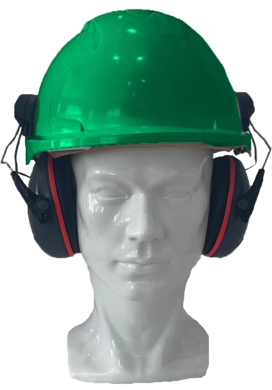 Jsp Evo3 Green Vented Hard Hat With Sonis Compact Helmet Mounted Ear Defenders - [IH-EVO3GSONISC]