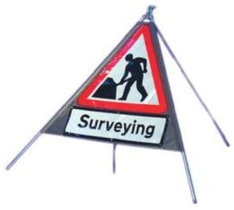 Picture of Roll-up Traffic Signs - Surveying LARGE - Class 1 Ref BSEN 1899-1 2001 - 750mm Tri. - Reflective - Reinforced PVC - [QZ-7001.750.EF-V.750.SUR]