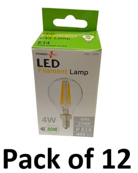 picture of Power Plus - 4W - E14 Energy Saving Golf LED Filament Bulb - 400 Lumens - 2700k Warm White - Pack of 12 - [PU-3018]