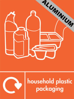 Picture of Recycling Signs - Household Plastic Packaging - 300 X 400Hmm - Aluminium - [AS-WR18-ALU]