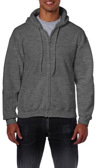 picture of Gildan Heavy Blend Adult Full Zip Hooded Sweatshirt - Dark Heather Grey - BT-18600-DHR