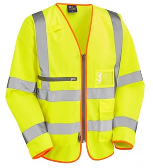picture of Leo Hi Vis Yellow Superior Sleeved Waistcoat with Tablet Pocket - LE-S24-Y
