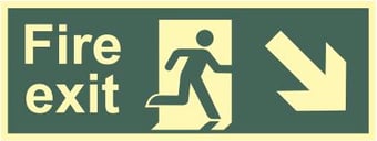 picture of Spectrum Fire Exit Arrow Down/Right – Photoluminescent 400 x 150mm – [SCXO-CI-13367]