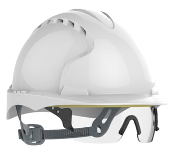 picture of JSP Evo 3 Vented White Safety Helmet with Clear Evospec Visor - [IH-AJF160-000-100ES]