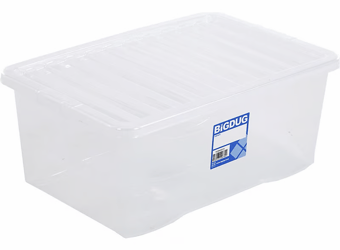 Picture of BiGDUG Wham Economy Plastic Box & Lid - 45L - 260h x 400w x 600d mm - Clear - Box Deal of 10 - [IH-BDU-VUB45] - (LP)