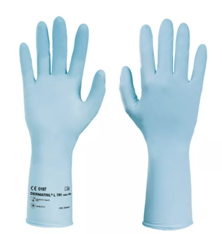 Picture of Dermatril L 741 Nitrile Disposable Chemical Gloves - Box of 50 Pairs - HW-074108081C