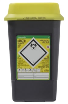 Picture of Sharpsafe Recycled Sharps Bin - Yellow Lid - 7L - Box Deal of 50 - [IH-VC-51125430]